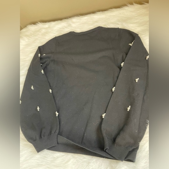 Milly Black Knit sweatshirt with pearl embellished sleeves - Picture 8 of 12